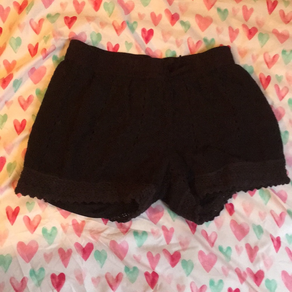 Black knitted shorts